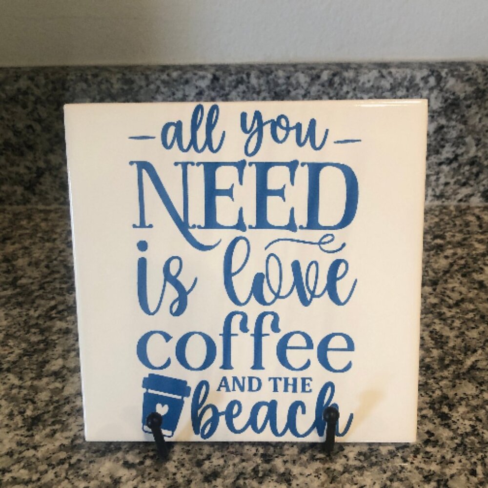 All You Need is Love - Ceramic Tile Sign - Kitchen Sign Decor - Beachhouse Gift